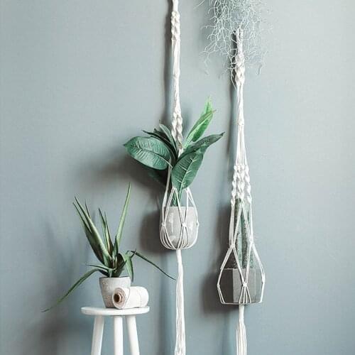 Hand Woven Hanging Basket Gardening Creative Flowerpot Net Bag Plant Greening Sling Ins Aerial Decoration