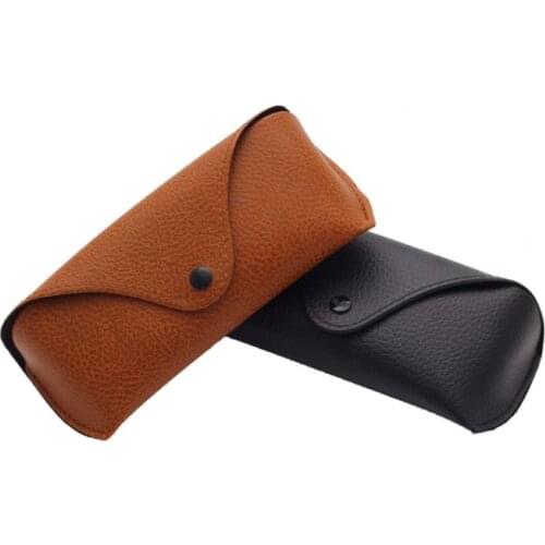 Portable Faux Leather Glasses Case Unisex Sunglasses Case and Mirror Bag Mirror Cloth