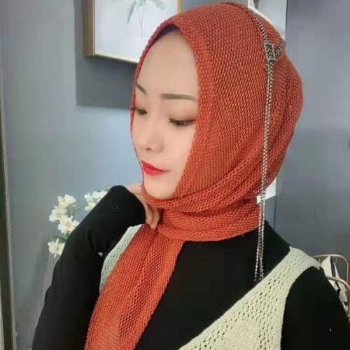 Plain Cheap Girls Scarves Muslim Wears For School Tassels Mesh Hijabs