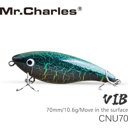 Mr.Charles CNU70 fishing lure , 70mm/10.6g high quality vib hard bait move in the surface Fishing Tackle
