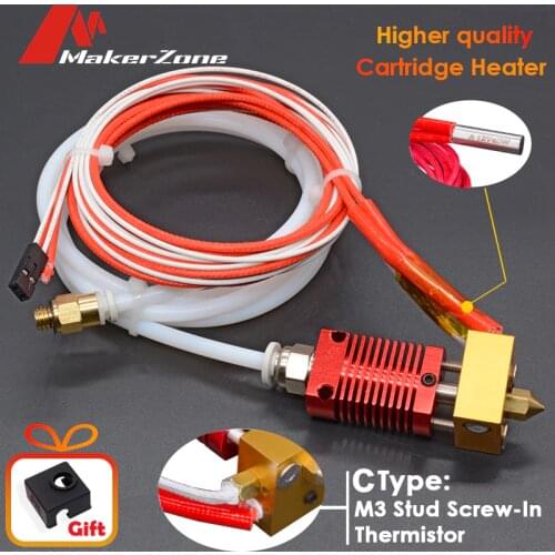 1.75mm J-head Hotend kit Aluminum Heat Block with Heater Thermistor For 3D Printer Ender-3/CR-10/CR-10S With 0.4mm Nozzle Part