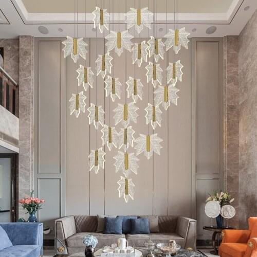 Modern LED chandelier Nordic living room ring hanging lights bedroom fixtures stair lighting home illumination long pendant lamp