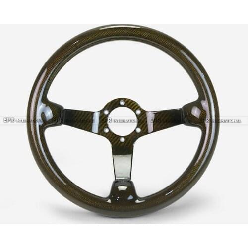 Universal Yellow Carbon Fiber Deep Dish Type Steering wheel (335mm diameter, deep around 60mm, 6 bolts 70mm PCD