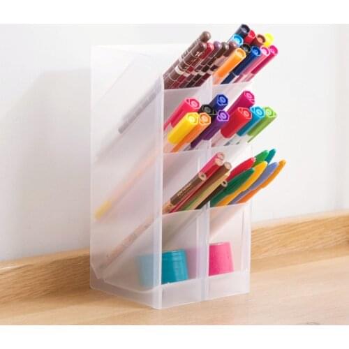 Vertical Plastic 4 Grids Desktop Storage Box Nordic Style Pen Pencil Holder Multifunctional Cosmetic Drawer Organizer Box