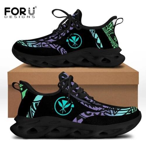 FORUDESIGNS Women Shoes Flats Mesh Spring Sneakers Polynesian Kanaka Maoli Pattern Lace Up Breathable Shoes Female Sneakers
