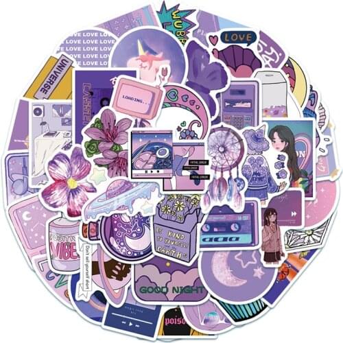 10/30/50PCS Cartoon Purple Style Girl Cute Hand Account Graffiti Sticker Notebook Waterproof Guitar Decoration Toy Wholesale