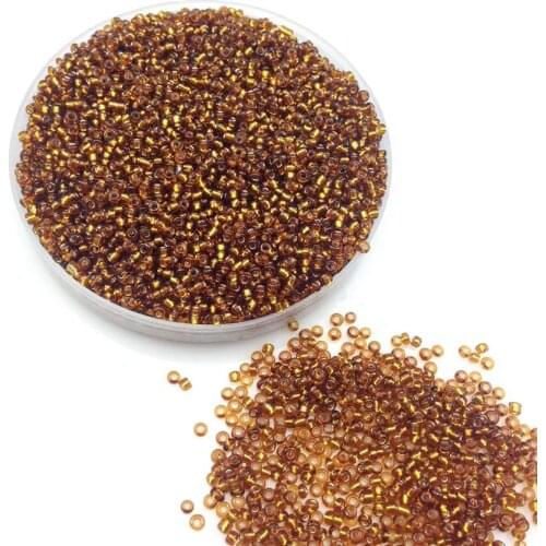 16g 1000pcs 2mm 12/0 Brown Color Silver Lined Round Loose Spacer Beads Cezch Glass Seed Beads Jewelry Making DIY Garment Bead
