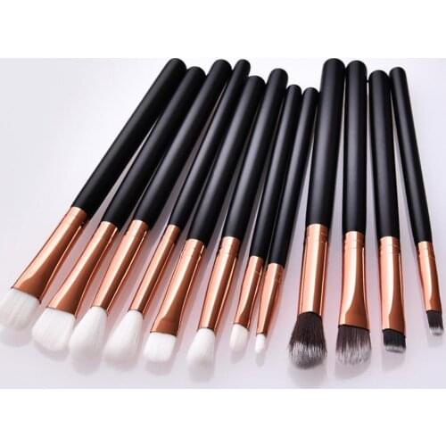 12Pcs Synthetic Hair Foundation Face Cosmetic Powder Blush Eye Shadow Brush Makeup Tools Accessories