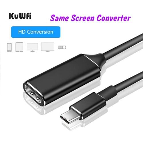 KuWFi USB C to HD-MI Cable to Type-C to HD-MI Cord Converter 4K USB3.130Hz HD Extend Adapter for Computer TV Dropshipping