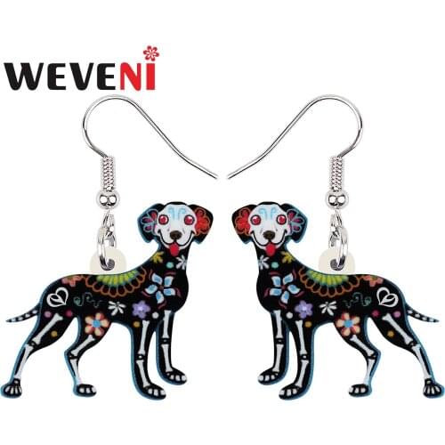 WEVENI Acrylic Halloween Sweet Flowers Skull Skeleton Smile Dogs Earrings Fashion Drop Dangle Charm Gift Jewelry For Women Girl