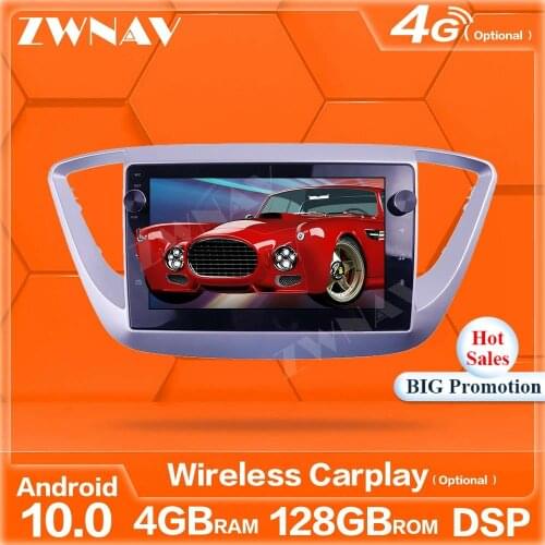 128G Android10.0 Screen Car Player GPS Navi For Hyundai Solaris 2016 2017 2018 Car Auto Radio Stereo Multimedia Player Head Unit