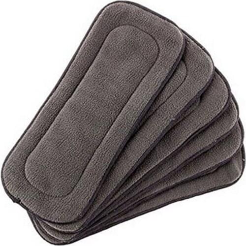 Babyfriend Washable Bamboo Charcoal Liners for Cloth Diapers Reusable 5 Layers Baby Dipaer Inserts Soft Absorbency Nappy Liners