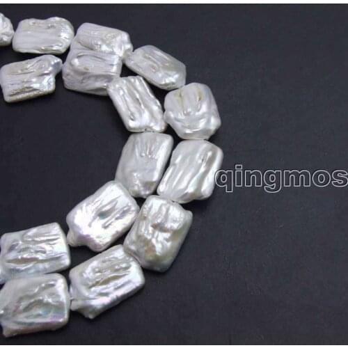 Big 20*30mm White Rectangle Natural Freshwater Pearl Loose beads strands 14'' -los782