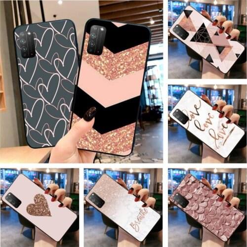 Love Heart Gold Marble Phone Case for Huawei Honor 30 20 10 9 8 8x 8c v30 Lite view 7A pro