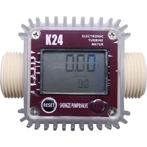Digital Lcd K24 Flow Meter Turbine Fuel Flow Tester For Chemicals Water Sea Liquid Flow Meters Measuring Tools