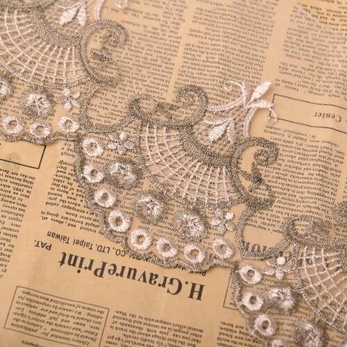 Cusack 2 meter 18 cm Embroidered Lace Trim Ribbon for Dress Curtain Home Textiles DIY Crafts Trimming Lace Fabric Gold Line