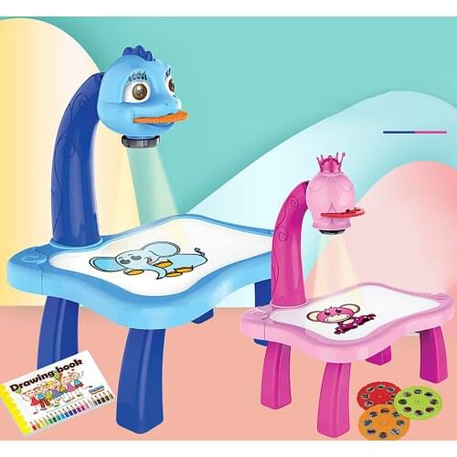 Montessori Child Smart Projector Desk With Light & Music Learning Painting Machine Toy Drawing Painting Educational Toy for Kid