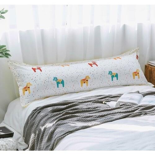 Cotton Long Pillowcase Integrated Double Pillow Case Long Section Modern Cartoon Style Home Sofa Bedroom Dormitory Bedding