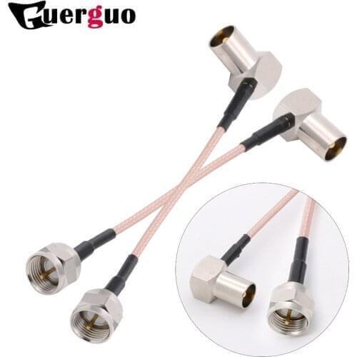 F Male switch Right Angle TV Male RF Coaxial Cable RG316 Pigtail Cable 15cm/30cm/50cm/100cm custom Cable Adapter for TV Signal