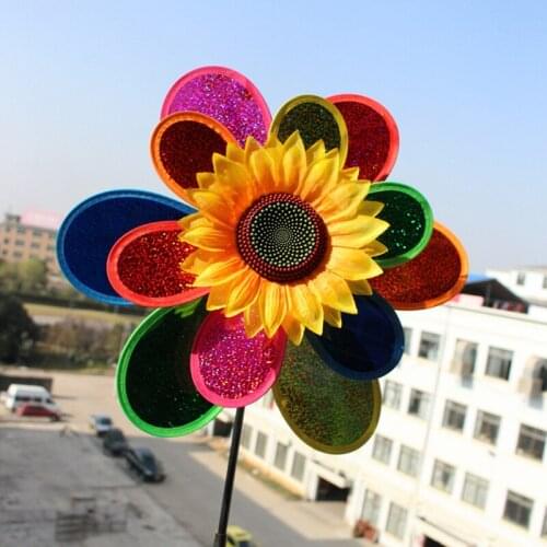 Pinwheels Wind Spinners for Yard and Garden 3 Layer Shining Windmill Spinner for Patio Lawn Party Outdoor GQ