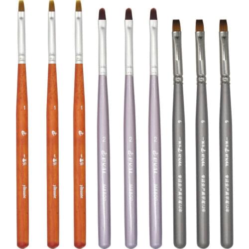 Hot Sale 3PCS Nail Art UV Gel Acrylic Brush Painting Pen Tool Round Flat wooden size1# 2# #6