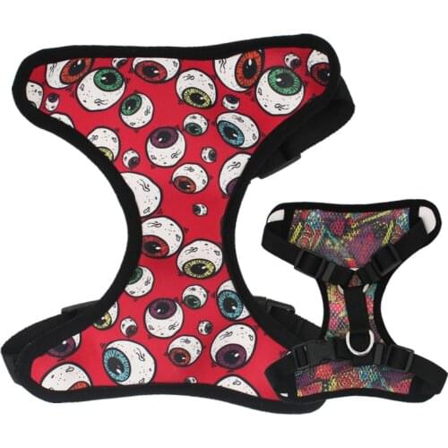 Personlized Neoprene Dog Harness With Eye Pattern Adjustable Dog Vest For Small , Medium and Large Dog