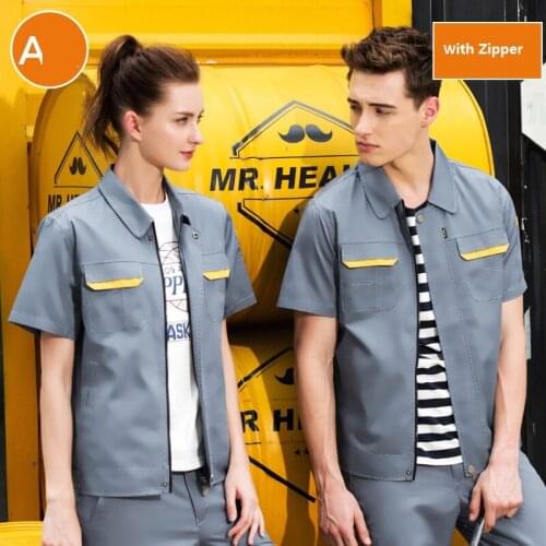 Summer Men Women Short Sleeve Work Uniforms Set For Breakdown Service