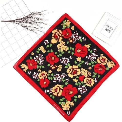 Men Women Bandanas Headband Wristbands Scarves Outdoor Sports Dustproof Mask Fashion Red Flower Printed Square Scarf Bandana