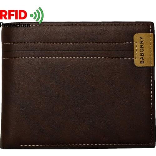 Mens Wallet High Quality PU Leather RFID Anti-theft Male Short Wallets Bi-Fold Photo Holder Card Holders Casual Coin Purse