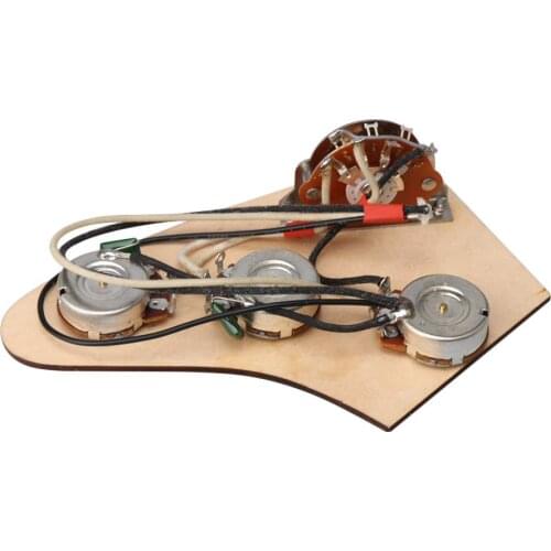 Guitar Wiring Harness Prewired Kit 5 Way Toggle Switch 1 Volume B250K 2 Tone A250K Pots With Black Knob & Cap