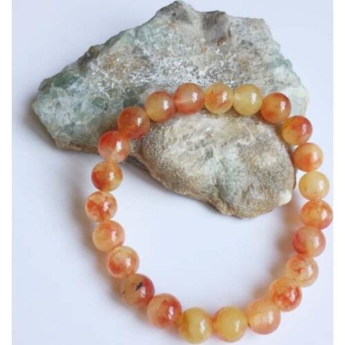 Blood Amber Color Jade Bracelet 6/8MM Marine Natural Gem Stone Bead Healing Power Energy Jewelry