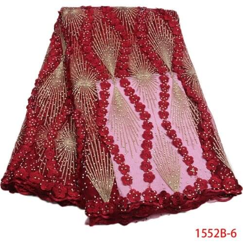 Nigerian Wedding Lace Coral Lace Fabric With Stones High Quality African Lace Fabric Embdroidery French Tulle Lace XZ1552B-3