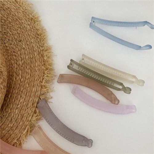 Solid Acrylic Frosted Banana Clips Ponytail Holder Candy Color Women Girls Vertical Clip Hairpins Hair Clamps Geometric Headwear