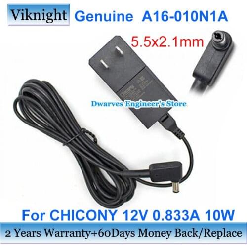 Genuine CHICONY A16-010N1A 12V 0.833A 10W AC Adapter Power Supply US Plug A010R006L 5.5 x 2.5mm