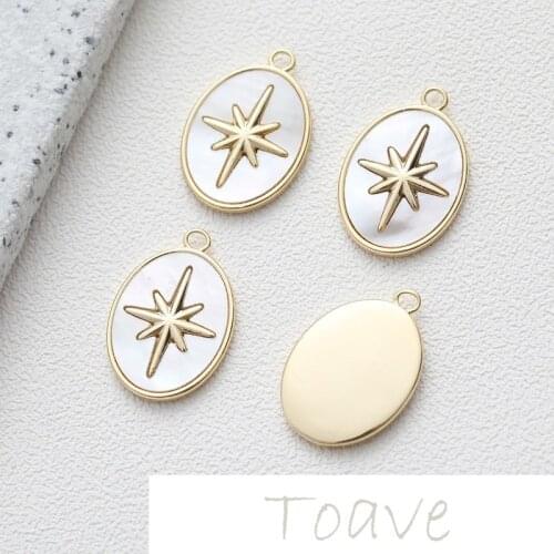 Copper Plated Real Gold Oval Sticker Shell Piece Star Meteor Pendant diy Earring Necklace Handmade Material Accessories