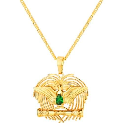 Collare The Birds-of-Paradise PNG Pendants Gold Color African Indonesia/Papua New Guinea Jewelry Necklace Women P858