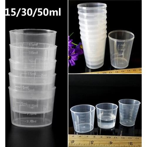 20pcs Plastic Measure Cups Kitchen Scale 15/30/50ml Transparent Measuring Liquid Cup Container Kitchen Tools Baking Accessories