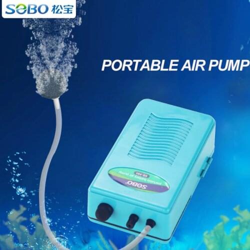SOBO Portable Large Power Battery Air Pump Aquarium For Outdoor Fishing With Air Stone Air House High Quality 2L/min