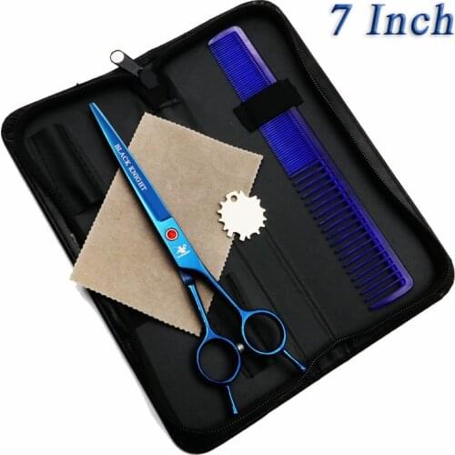 7 Inch Professional Hairdressing Scissors Pet Grooming Scissors Barber Cutting Shears Blue style With comb Left/right hand use