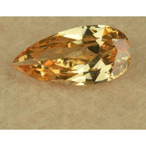 Sale 5X10~6X15mm Elongated Baguette Pear Shape Cut Champagne Color Loose CZ Gems Synthetic Cubic Zirconia Stone For Jewelry