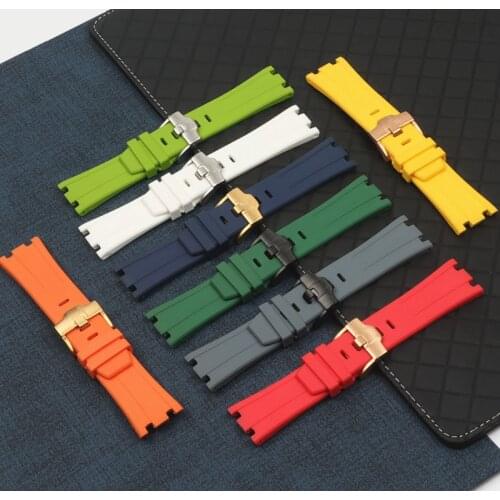 28mm Soft Black White Green Yellow Orange Gray Blue Red Silicone Rubber Watch Band Bracelet For AP Strap ROYAL OAK Watchband