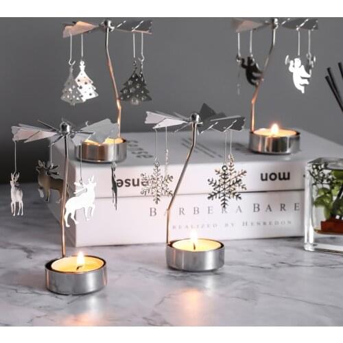 Christmas Rotary Candle Holder Merry Christmas Decor For Home Christmas Ornament Xmas Gifts Happy New Year 2022 Noel Navidad