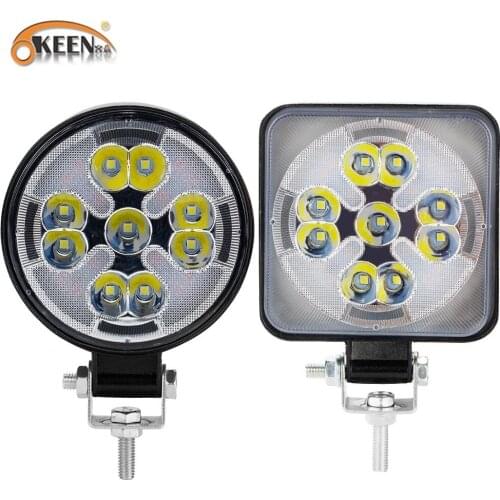 OKEEN Car Led Light Bar 27W Led Work Light White Yellow Flash Light 12V 24V Spotlight For 4X4 Offroad SUV ATV Tractor Boat Truck