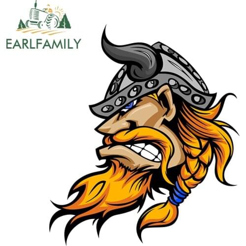 EARLFAMILY 13cm x 11.3cm for Viking Warriors Head Vinyl Decal Air Conditioner Scratch-proof Car Stickers Window Assessoires
