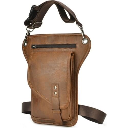 Men Belt Fanny Waist Pack Drop Leg Bag Tablet Pouch Leather Multifunction Design Small Messenger Bag Fashion Travel Pouch Male