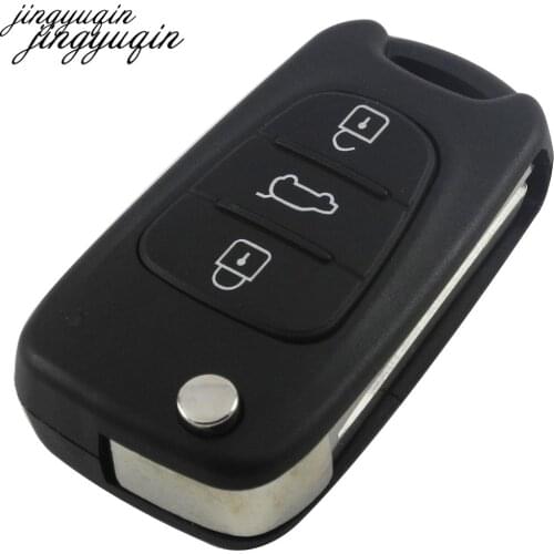 Jingyuqin Replacement Remote Car Key Shell 3 Buttons Flip Folding Key Case For Hyundai Avante Accent I30 IX35
