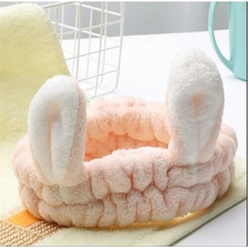 1PCS Woman Cute Rabbit Ear Elastic Hair Band For Washing Face Shower Spa Mask Hair Hairband Hair Kawaii Accessories Beauty Tools