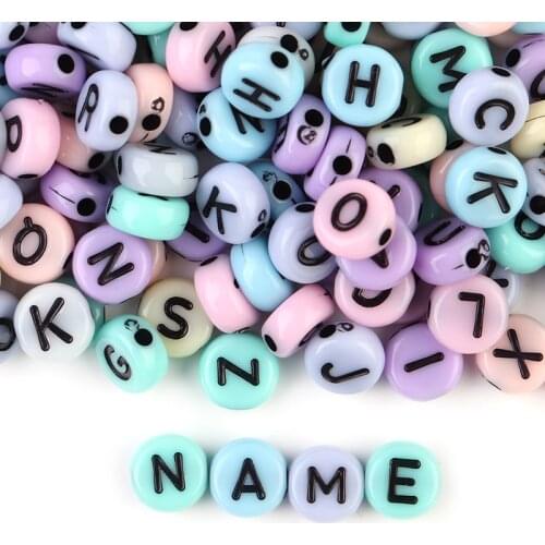 Mixed Letter Acrylic Beads Round Flat Alphabet Digital Cube Loose Spacer Beads For Jewelry Making Handmade Diy Bracelet Necklace