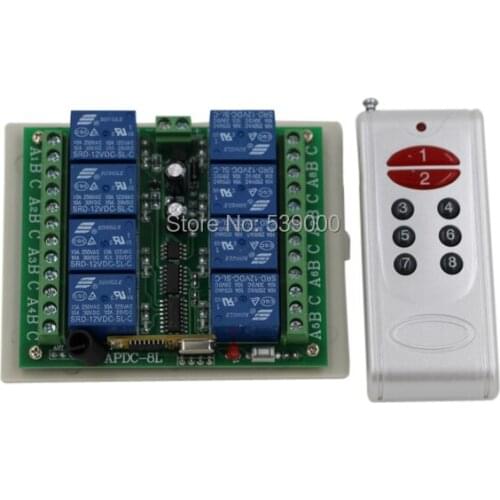 DC12V 8 CH 8CH Radio Controller RF Wireless Remote Control Switch System 315/433 Mhz Transmitter and Receiver