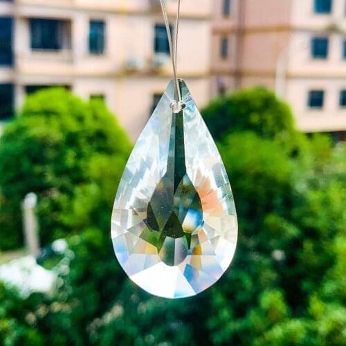 2PCS Clear Teardrop Crystal Prisms Faceted Chandelier Pendant Part Lamp Hanging suncatcher Rainbow Crystal Home Wedding Decor